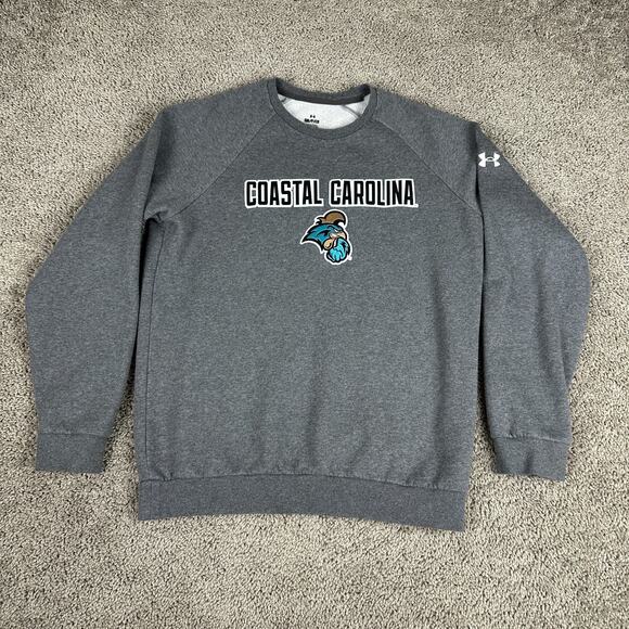 Coastal Carolina Chanticleers Sweatshirt Mens Small Gray Under Armour Crewneck - Picture 1 of 10